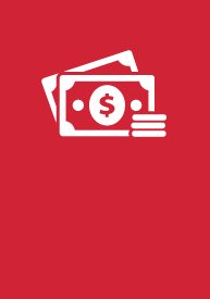 Business EFA icon logo, dollar bills and coins